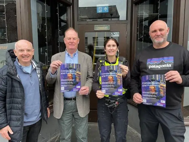 L to R: Gary Murray, Crimestoppers North West Regional Manager; Joe Murray, North West PubWatch; Sarah Hindle, Cumbria Police; Jason Fisher, Whitehaven PubWatch.